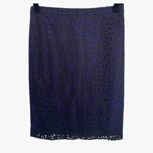 Banana Republic Black and Purple Lace Pencil Skirt